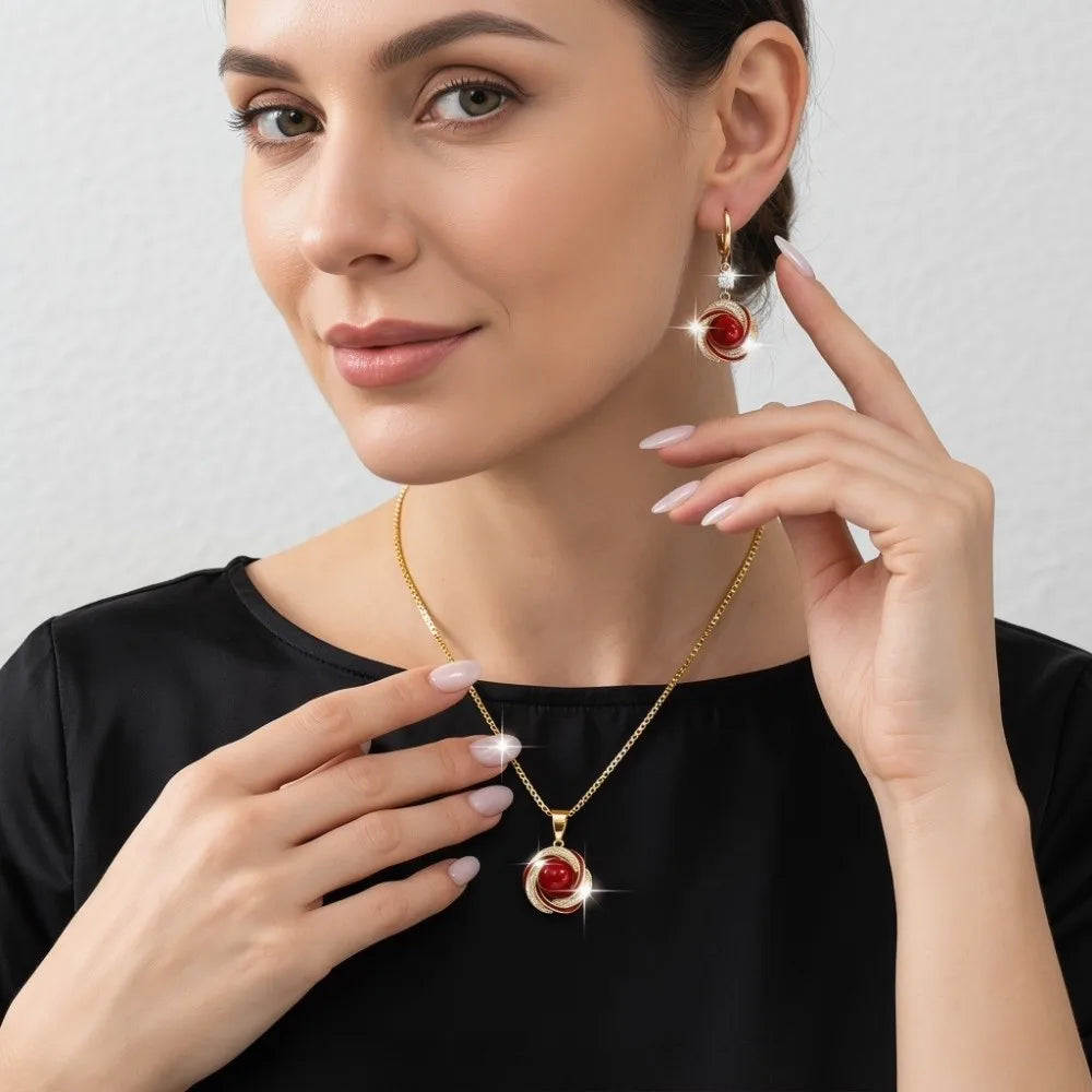 Versatile Zircon Jewelry Sets Dainty Trendy Imitation Pearl Jewelry Sets Elegant Shining Necklace Earrings Sets For Women