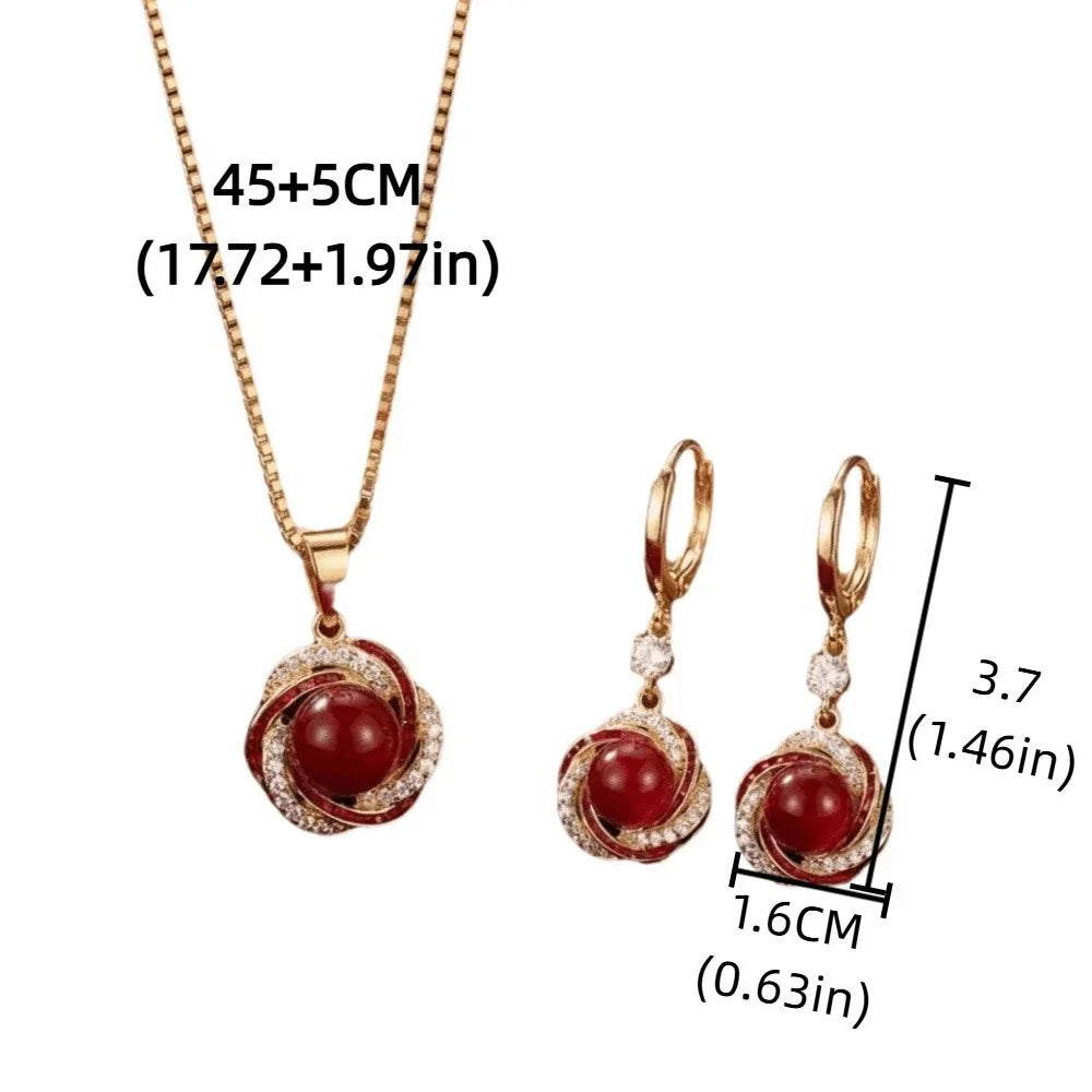 Versatile Zircon Jewelry Sets Dainty Trendy Imitation Pearl Jewelry Sets Elegant Shining Necklace Earrings Sets For Women