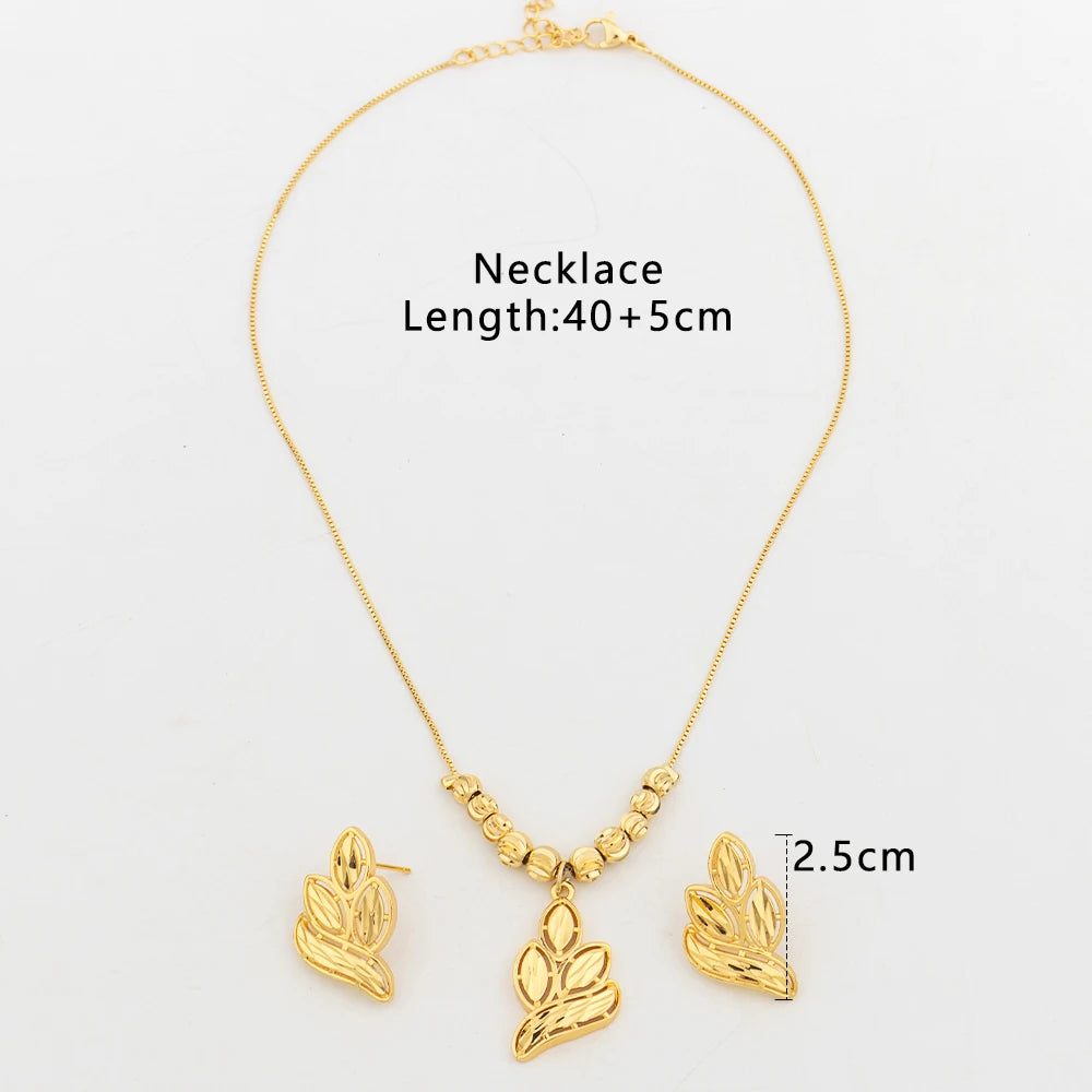 Dubai Gold Plated Earrings & Necklace Set – Vintage Luxury