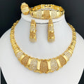 Dubai Jewelry Set For Women 18K Gold Plated Luxury Necklace Earrings Bracelet Ring For Wedding Party Mother's Day Gift On Sale