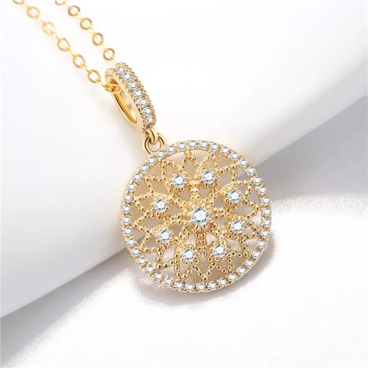 18K Yellow Gold Diamond Pendant Necklace