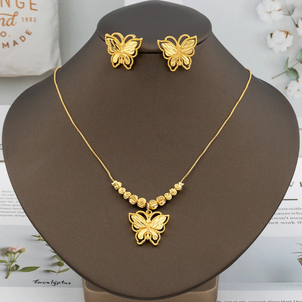 Dubai Gold Plated Earrings & Necklace Set – Vintage Luxury