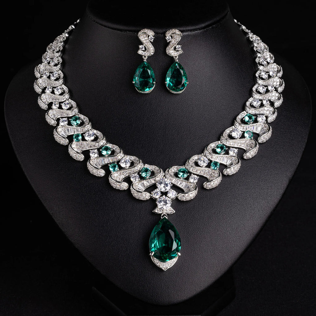 HIBRIDE Popular European and American Style High-class Women's Jewelry Necklace Earring Set Holiday Wedding Daily Gift S-1138